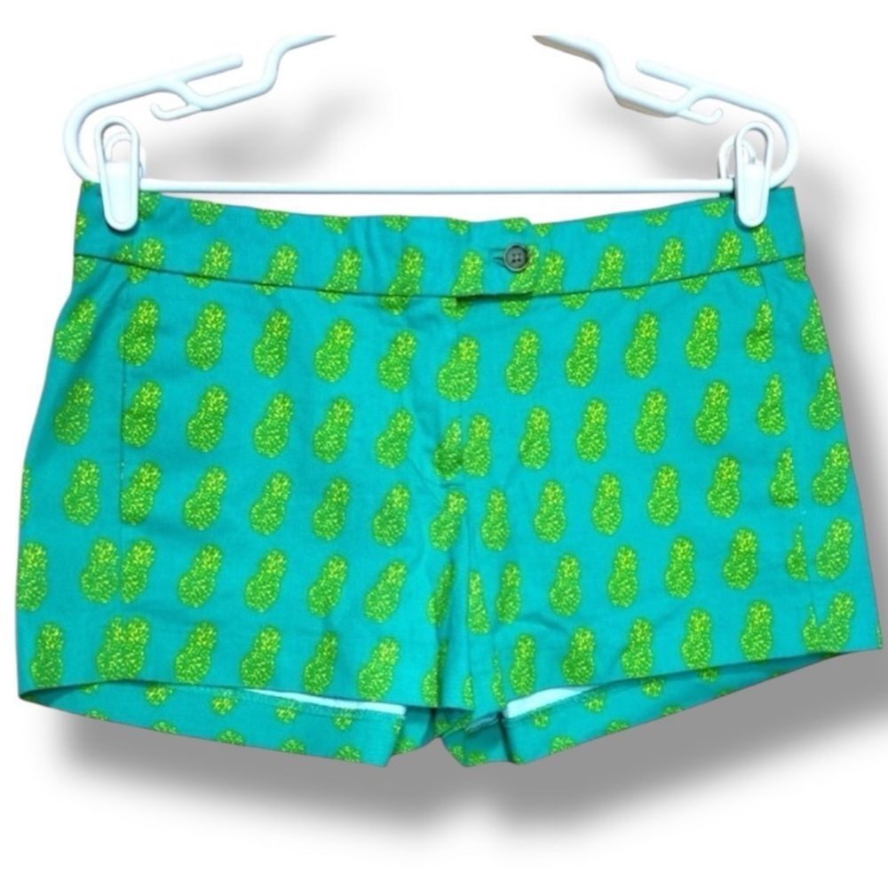 J.Crew Green Pineapple Print Cotton Shorts Womens Size 6 Coastal Resort